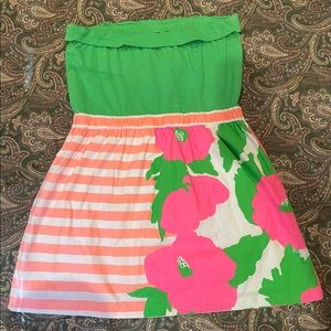 Lilly Pulitzer dress size XL, skirt portion is about 17” long, Strapless beauty!